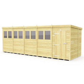 DIY Sheds 20x6 Pent Shed - Single Door With Windows