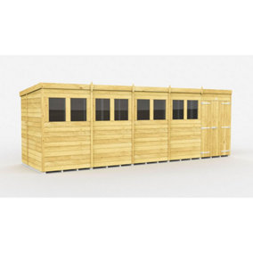 DIY Sheds 20x7 Pent Shed - Double Door With Windows