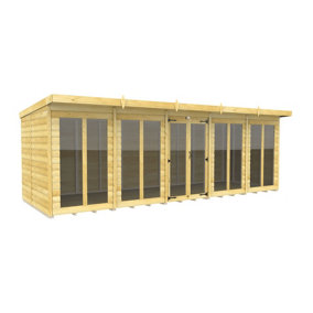DIY Sheds 20x7 Pent Summer House Loglap (Full Height Window)