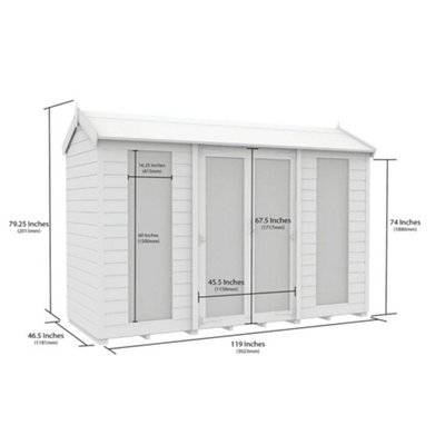 DIY Sheds 4x10 Apex Summer House (Full Height Window)
