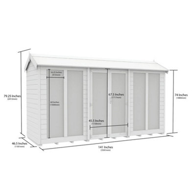 DIY Sheds 4x12 Apex Summer House (Full Height Window)