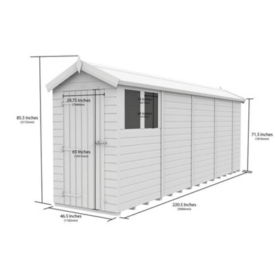 DIY Sheds 4x19 Apex Shed - Single Door Without Windows