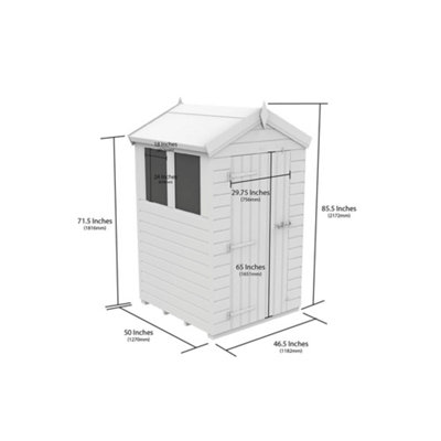DIY Sheds 4x4 Apex Shed - Single Door Without Windows