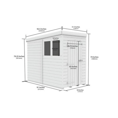 DIY Sheds 4x8 Pent Shed - Double Door With Windows