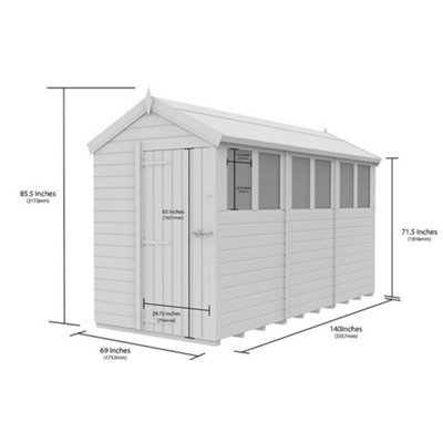 DIY Sheds 5x12 Apex Shed - Single Door With Windows