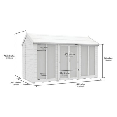 DIY Sheds 5x12 Apex Summer House (Full Height Window)