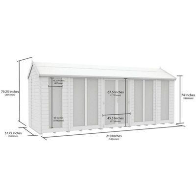 DIY Sheds 5x18 Apex Summer House (Full Height Window)