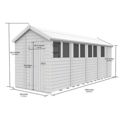 DIY Sheds 6x17 Apex Shed - Double Door With Windows