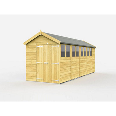 DIY Sheds 6x18 Apex Shed - Double Door With Windows
