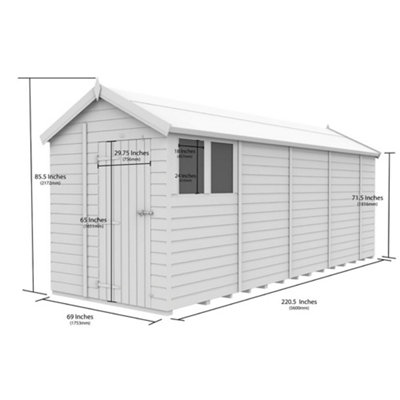 DIY Sheds 6x19 Apex Shed - Double Door With Windows