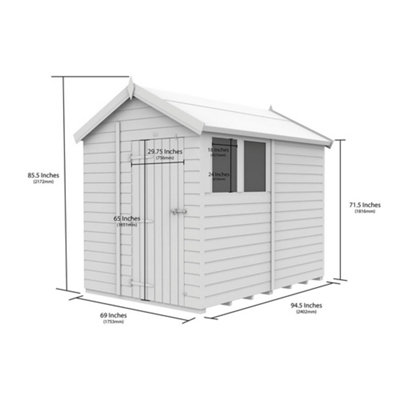 DIY Sheds 6x8 Apex Shed - Single Door Without Windows