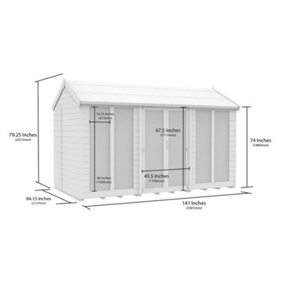 DIY Sheds 7x12 Apex Summer House (Full Height Window)