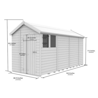 DIY Sheds 7x14 Apex Shed - Single Door With Windows