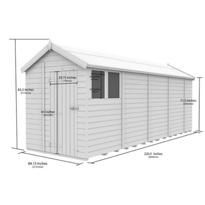 DIY Sheds 7x19 Apex Shed - Single Door With Windows