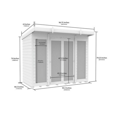 DIY Sheds 8x4 Pent Summer House (Full Height Window)