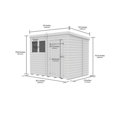 DIY Sheds 8x6 Pent Shed - Double Door With Windows