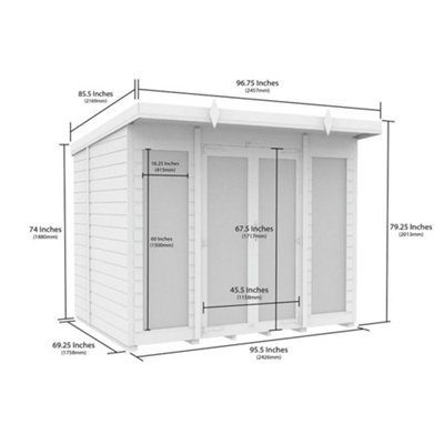 DIY Sheds 8x6 Pent Summer House (Full Height Window)