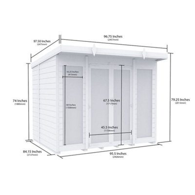 DIY Sheds 8x7 Pent Summer House (Full Height Window)