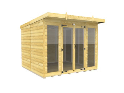 DIY Sheds 8x8 Pent Summer House Loglap (Full Height Window)