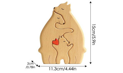 DIY Wooden Puzzle Mother Child Bear Set Embracing Bear Family Set Decoration  3pcs - 3