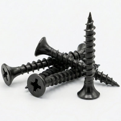 DIYUK 3.5 x 35mm Black Plasterboard Screws for Timber Studs, Coarse ...