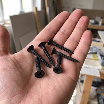 DIYUK 4.8 x 120mm Black Plasterboard Screws for Timber Studs, Coarse ...