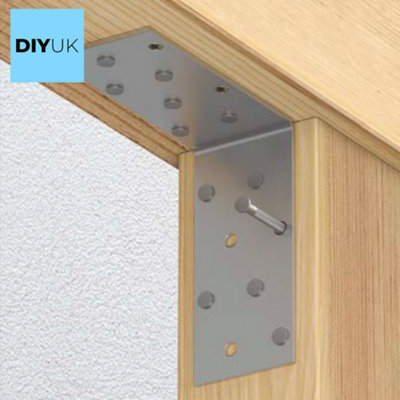 DIYUK Angle Bracket Size: 80x80x80x2mm ( Pack of: 1 ) Heavy Duty Galvanised Steel Corner Brackets - 4