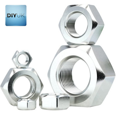 DIYUK M4 Hexagon Nuts, DIN 934 Bright Zinc Plated Steel, Metric Coarse ...