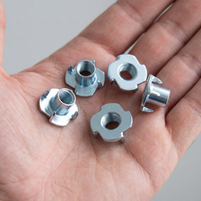 DIYUK M6 x 12mm Four-Prong T-Nuts, Zinc Plated Threaded Inserts for ...
