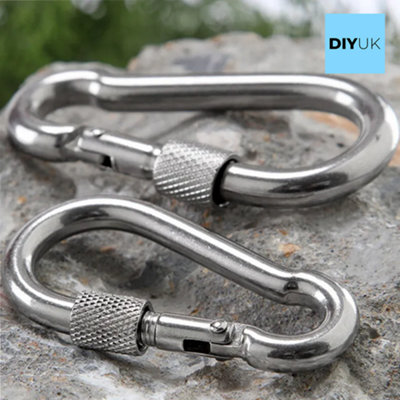DIYUK Steel Snap Hook With Screw Nut Length: 40mm ( Pack of: 10 ) Carabiners Safe Lock Carabiner Clip Spring for Outdoor Hiking