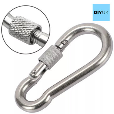 DIYUK Steel Snap Hook With Screw Nut Length: 50mm ( Pack of: 4 ) Carabiners Safe Lock Carabiner Clip Spring for Outdoor Hiking - 5