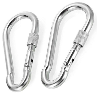 DIYUK Steel Snap Hook With Screw Nut Length: 60mm ( Pack of: 5 ) Carabiners Safe Lock Carabiner Clip Spring for Outdoor Hiking - 7