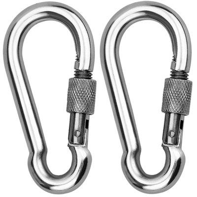 DIYUK Steel Snap Hook With Screw Nut Length: 60mm ( Pack of: 5 ) Carabiners Safe Lock Carabiner Clip Spring for Outdoor Hiking - 8
