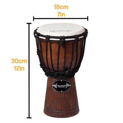 Djembe Drum Hand Carved Rope Tuned Synthetic Head