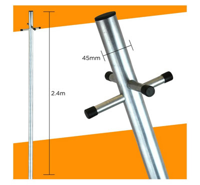 DJM Direct Heavy Duty Clothes Washing Line Post Laundry Dryer Pole Galvanised 2.4m