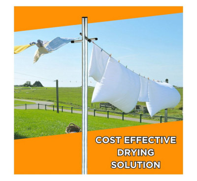 Heavy Duty Multi Line Washing Line Clothes Pole - Galvanised And Powder