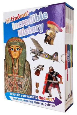 DK findout: Incredible History Collection 8 Books Box Set (Ancient Rome, Stone Age, Ancient Egypt, World War I, World War II,