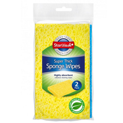 DL 2pk Large Cellulose Sponge Wipes Extra Thick, Absorbent