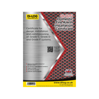 DLCDFI Domestic Fire Alarm Installation Certificate