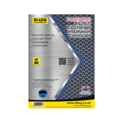 DLCEVC182 Electric Vehicle Charging Point Installation Certificate