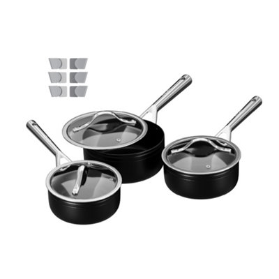 DMD 3-Piece Saucepan Set, 16/18/20cm, Non-Stick Stainless Steel Handle Cool Touch