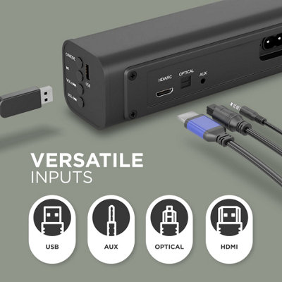 DMD All In One Sound Bar For TV with Remote Bluetooth, Optical, AUX Inputs 30W