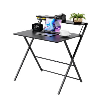 DMD FlexiDesk Folding Desk 2-Tier No Assembly Required 62x82x84cm