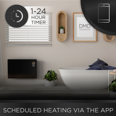 DMD Smart Wi-Fi Glass Panel Heater Touchscreen 2000W Freestanding and Free Wall Brackets