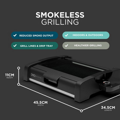DMD Smokeless Electric Barbecue Grill with Glass Lid, Non-Stick BBQ ...