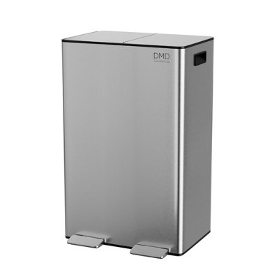 DMD Stainless Steel 60L Waste & Recycling Kitchen Bin, 2 x 30L Buckets ...