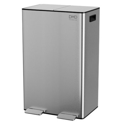 DMD Stainless Steel 60L Waste & Recycling Kitchen Bin, 2 x 30L Buckets & 3L Compost Bin, Soft Closure, Fingerprint Proof