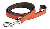 DO&G Dog Puppy Leather Lead Quality Real Leather - Orange