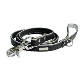 DO&G Precious Leather Dog Puppy Lead Black & Silver