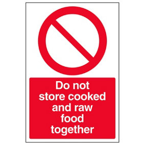 Do Not Store Cooked And Raw Food Together Catering Sign - Adhesive Vinyl - 200x300mm (x3)